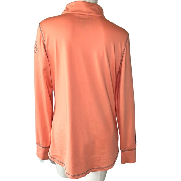 HARLEY DAVIDSON Performance Long Sleeve Half Zip Shirt Top Orange Women's XL - Picture 3 of 16